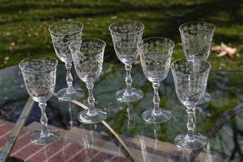 Vintage Etched Crystal Wine Glasses, Set of 1, Fostoria Navarre Clear ...
