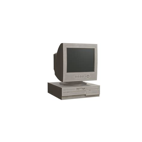 A Retro Computer with CRT Monitor 3D Model - Free Download