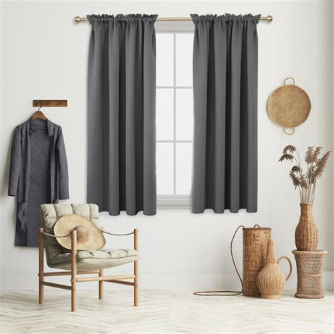 Deconovo Dark Grey Blackout Curtains Rod Pocket Curtain Panels Room ...