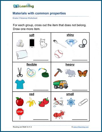 Materials with Common Properties Worksheets | K5 Learning