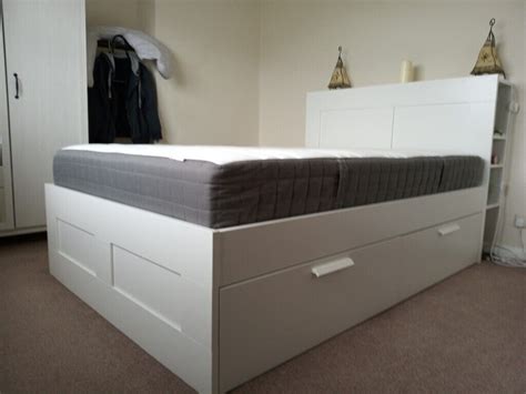 Double bed, with storage and shelved IKEA Brimmes, mattress inc | in Durham, County Durham | Gumtree