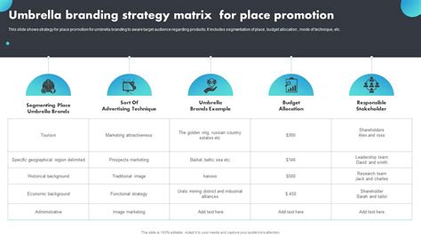 Umbrella Branding Strategy Matrix For Place Promotion Download PDF