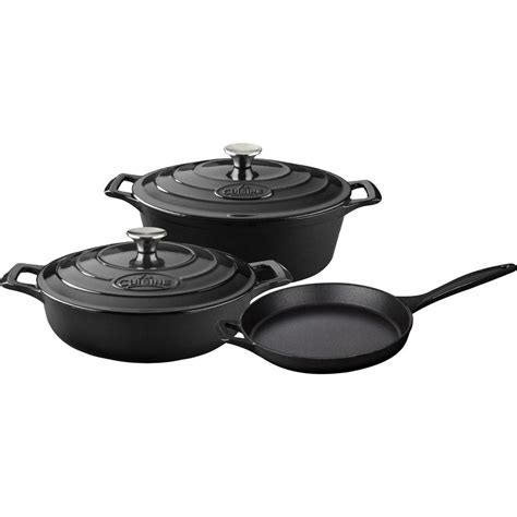 La Cuisine 5-Piece Enameled Cast Iron Cookware Set with Saute, Skillet and Oval Casserole in ...