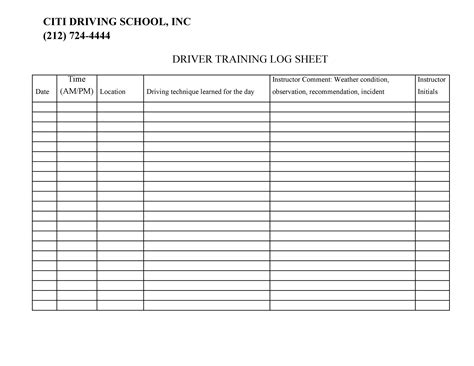 Printable Driver Daily Log Sheet Template - Printable Form, Templates ...