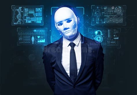 Young man face recognition stock photo. Image of biometric - 120982124