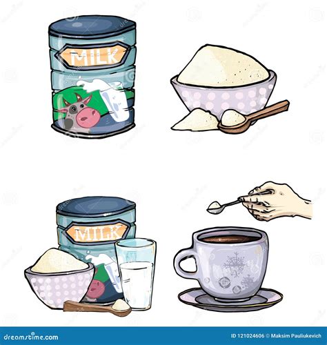 Set of Cartoon Illustration of Milk Powder Stock Illustration ...