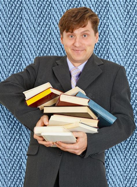 Funny Guy with Pile of Books Stock Image - Image of black, books: 14212207