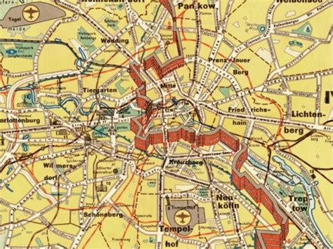 Vintage Map of Berlin Wall 1962