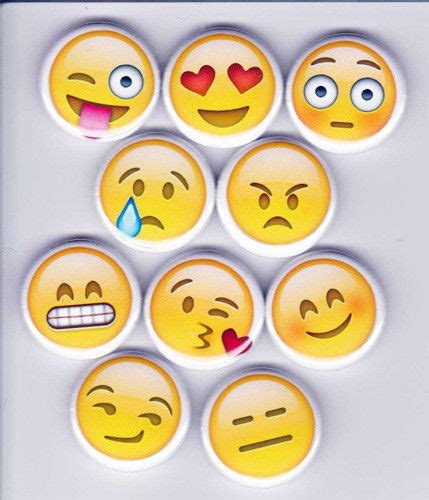 Emoji Pinback Buttons or Magnets set of 10 | Buttons, Emoji, Crafty