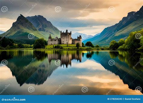 Kilchurn Castle on Loch Awe, Historic Scottish Castle Reflected in the ...