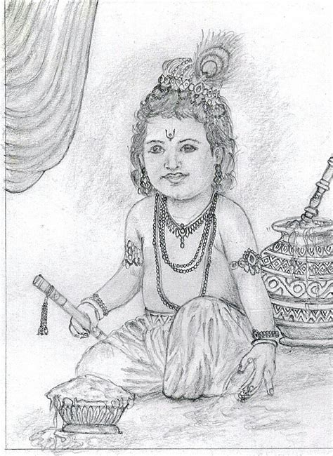 Bal Krishna sketch | Sketches, Lord krishna sketch, Lord krishna