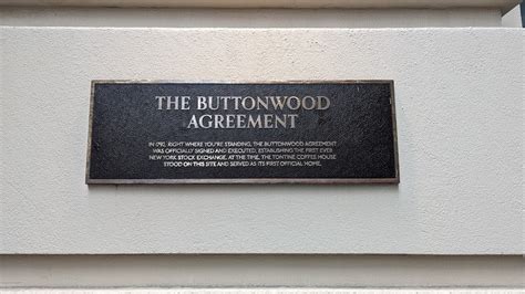 Read the Plaque - The Buttonwood Agreement