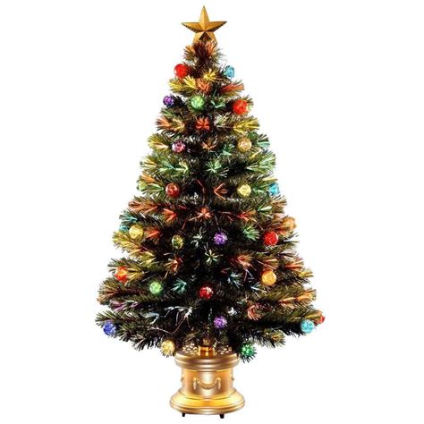 National Tree Company 4 ft. Fiber Optic Fireworks Artificial Christmas Tree with Ball Ornaments ...