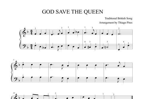 God Save the Queen / King (arr. Thiago Pires) by Traditional Sheet ...