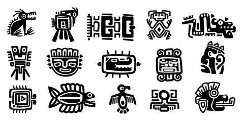 Premium Vector | Mexican gods symbols abstract aztec animal bird totem ...