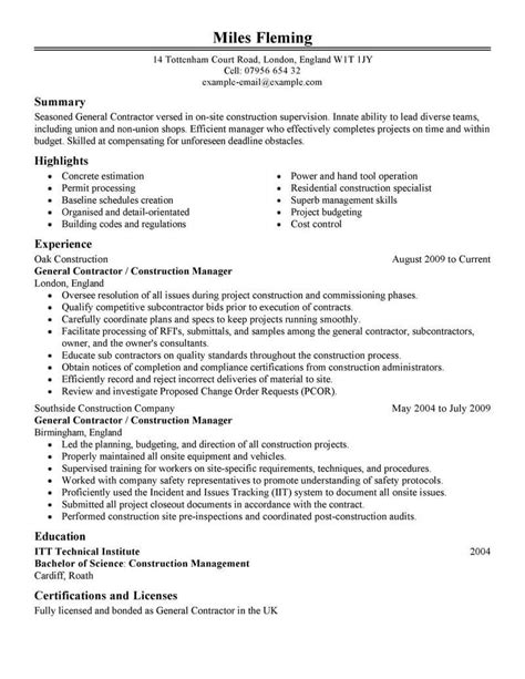 Professional General Contractor Resume Examples