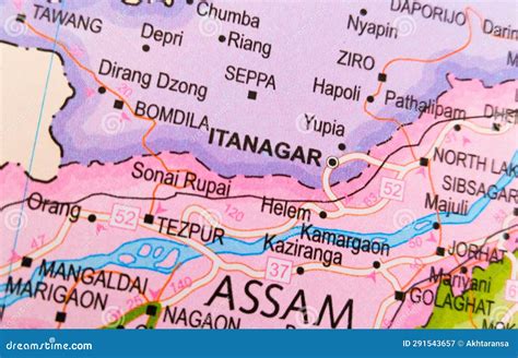 Itanagar Map, Capital of Arunachal Pradesh on a Colourful Map of India Stock Image - Image of ...