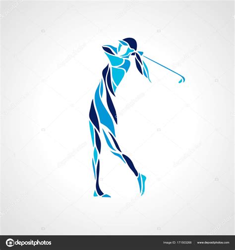 Silhouette of woman golf player in blue colors. Vector eps10 — Stock Vector © Kluva #171503268