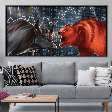 Bull vs Bear Canvas | Lion canvas, Bear paintings, Bear art