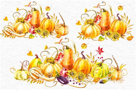 Pumpkins. Watercolor collection By Astro Ann | TheHungryJPEG