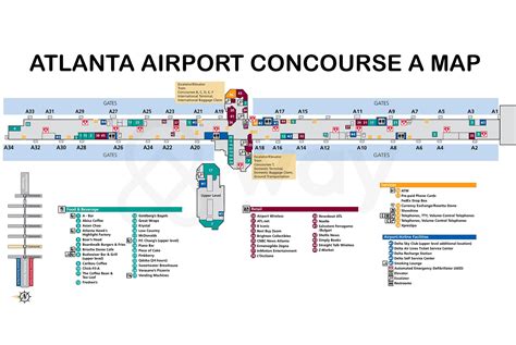 Atlanta Airport Terminal Map - Atlanta Airport Food, Shops Guide