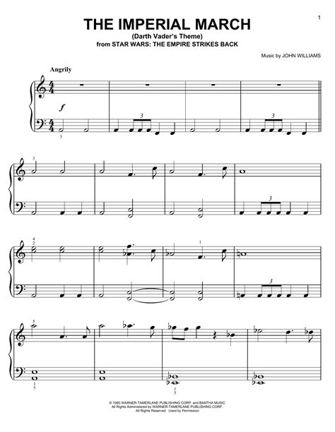 New piano sheet music on Modern Score : John Williams: The Imperial ...