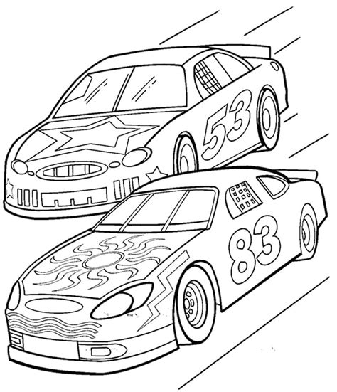 Two Race Cars coloring page - Download, Print or Color Online for Free