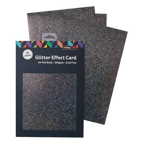 Black Glitter Effect Card A4 16 Sheets | Hobbycraft