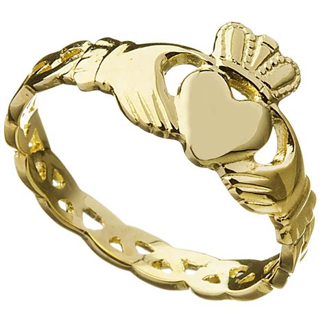 Claddagh Ring - Ladies Irish 10k Gold Trinity Knot Weave Celtic Band at ...