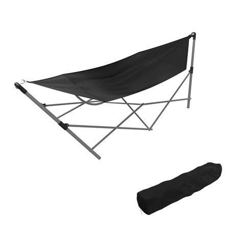 Portable Hammock with Stand-Folds and Fits into Included Carry Bag by Pure Garden -Black ...