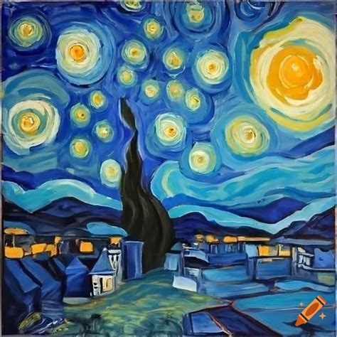 Starry night painting by georgia o'keefe on Craiyon