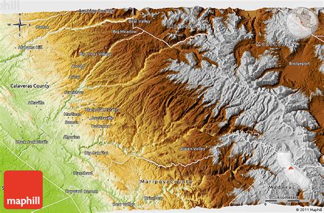 Physical 3D Map of Tuolumne County