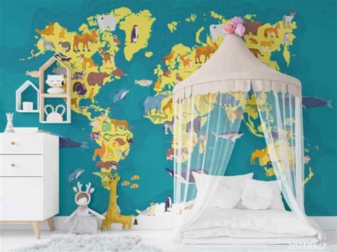 3D WORLD MAP Animal Blue Ocean Wallpaper Wall Murals Removable Wallpaper 937 $24.03 - PicClick
