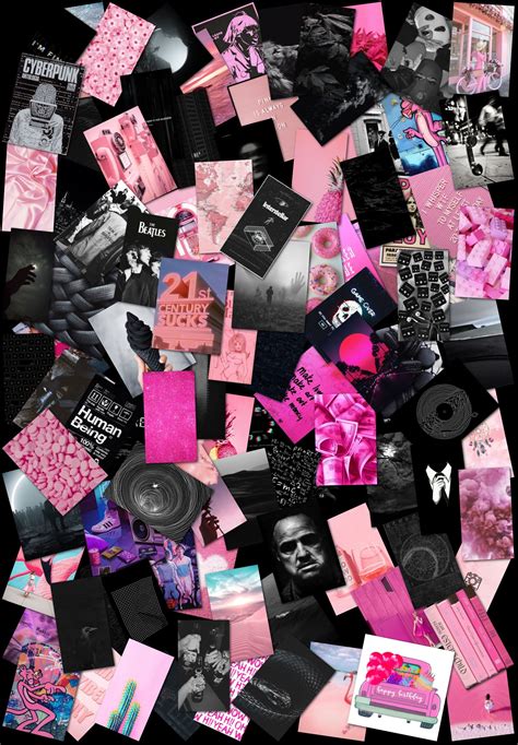 Pink Black Aesthetic Wall Collage Kit Wall Art Collage | Etsy