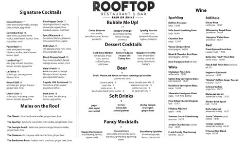 Menu 1 — The Rooftop | Restaurant & Bar