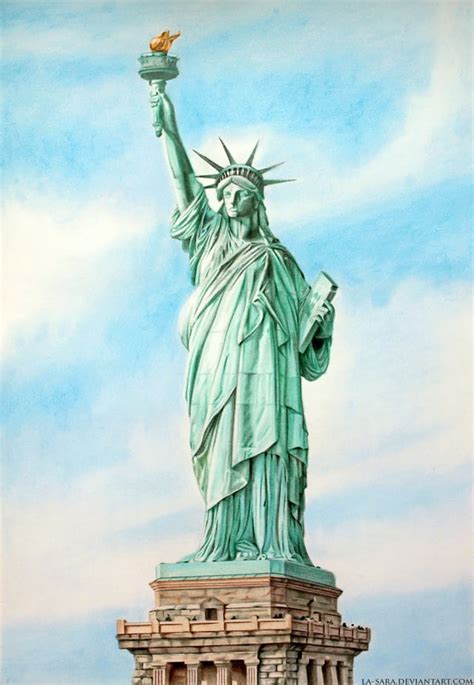 My drawing of Statue of liberty; 35x50 cm. Coloring pencils, shading ...