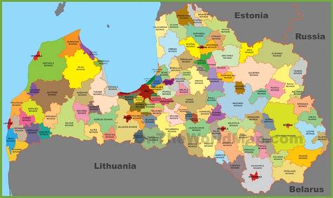 Administrative map of Latvia - Ontheworldmap.com