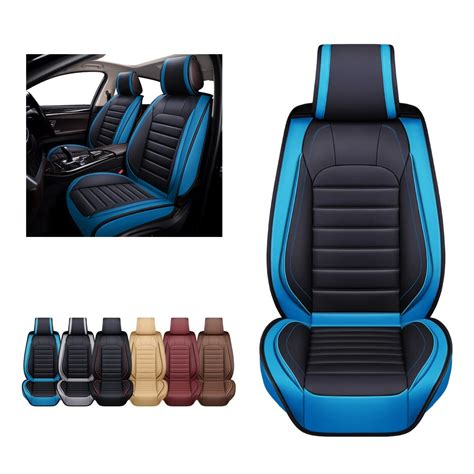 OASIS AUTO Car Seat Covers Accessories 2 Pieces Front Premium Nappa Leather Cushion Protector ...