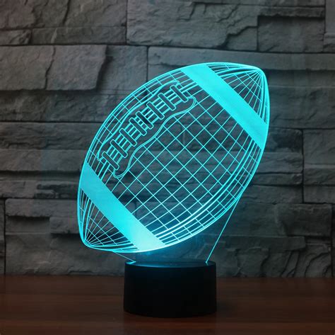 USB Creative American football 3D Night Light Lighting Change LED Table Desk Lamp Fashion ...
