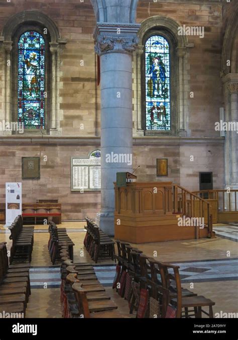 View inside the interior of the Cathedral Church of St Anne, central ...