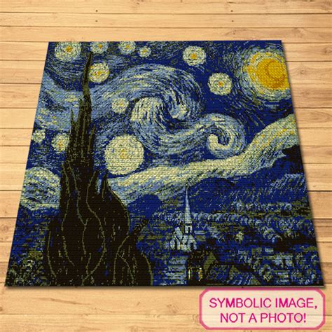 Crochet Van Gogh the Starry Night Tapestry Crochet Blanket - Etsy