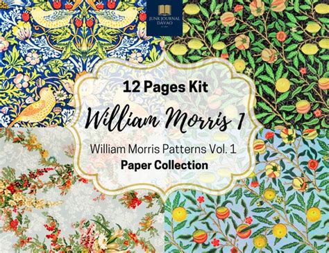 William Morris Patterns 12 Pages Vol. 1 Digital Kit Junk - Etsy