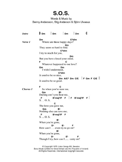 S.O.S. by ABBA - Guitar Chords/Lyrics - Guitar Instructor