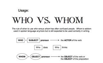 Who vs. Whom by Student Formation | Teachers Pay Teachers