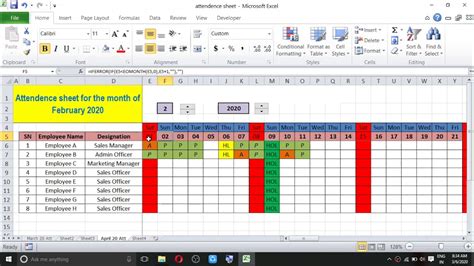 Automatic Employee Attendance Tracking Sheet in Excel | Track Employee ...