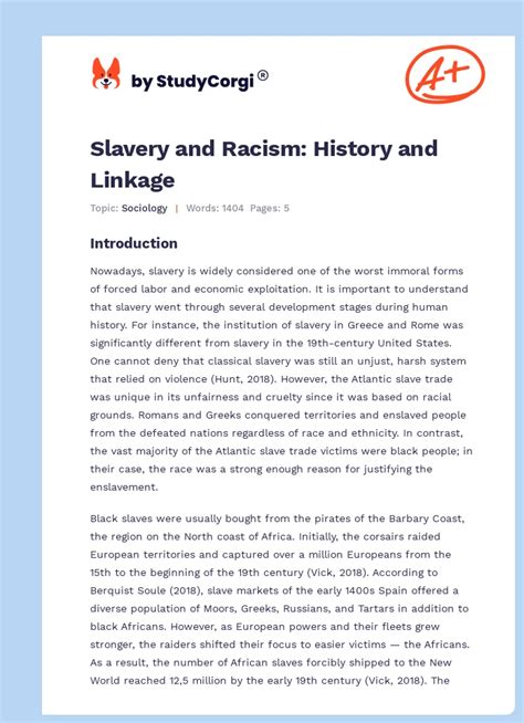 Slavery and Racism: History and Linkage | Free Essay Example