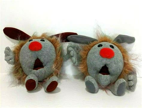 Big Comfy Couch Lot of 2 Fuzzy & Wuzzy Grey Dust Bunnies Plush Stuffed Toy 1995 # ...