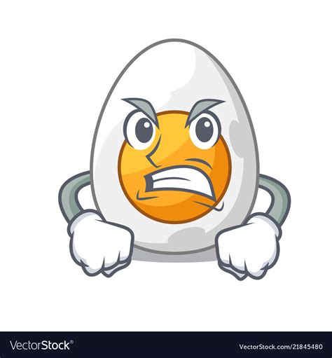 Angry peeled boiled egg on mascot cartoon Vector Image