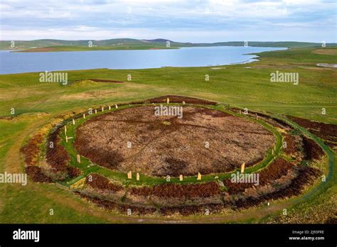 Aerial view of the Ring of Brodgar Neolithic stone circle, Orkney Islands, Scotland Stock Photo ...