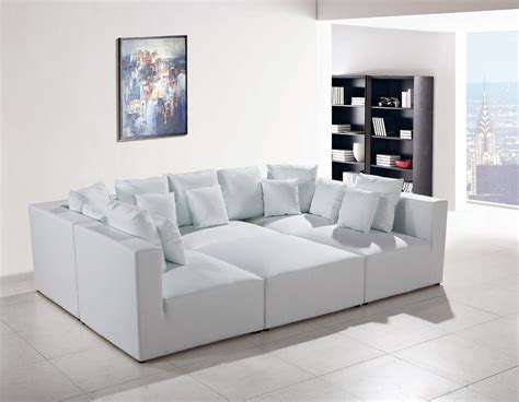 White modern sectional leather sofa - Hawk Haven